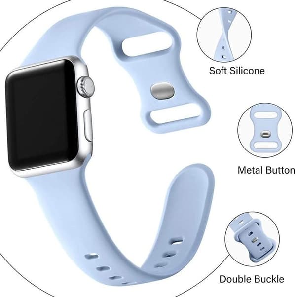 Apple Watch kompatibelt Armband Silikon LJUSBLÅ 42/44/45/49 mm