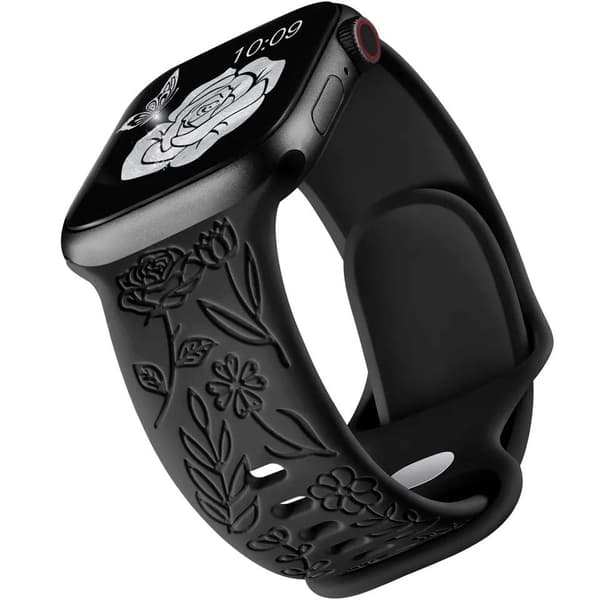 Apple Watch kompatibelt Armband Engrave SVART  42/44/45/49 mm