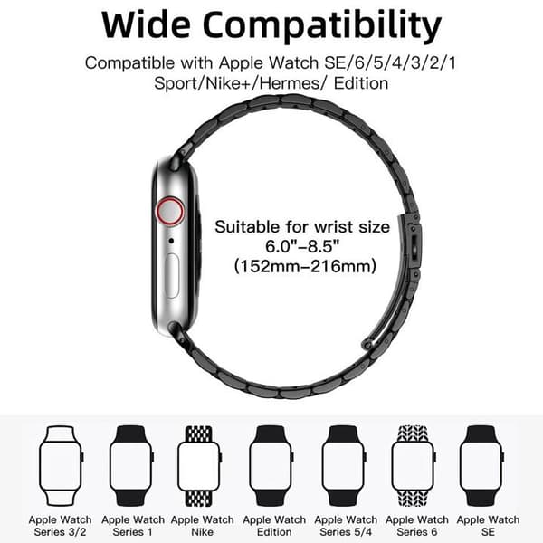 Apple Watch kompatibelt Armband Metall SVART 38/40/41mm