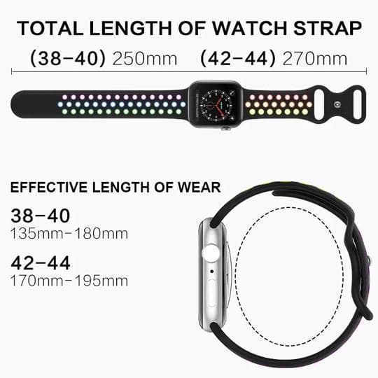 Apple Watch kompatibelt Sport Armband Silikon SVART/CERIS38/40/41mm
