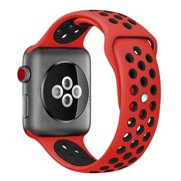 Apple Watch kompatibelt Sport Armband Silikon RÖD/SVART38/40/41mm