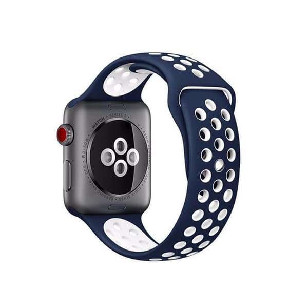 Apple Watch kompatibelt Sport Armband Silikon BLÅ/VIT 42/44/45/49mm