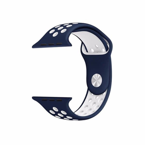 Apple Watch kompatibelt Sport Armband Silikon BLÅ/VIT 42/44/45/49mm