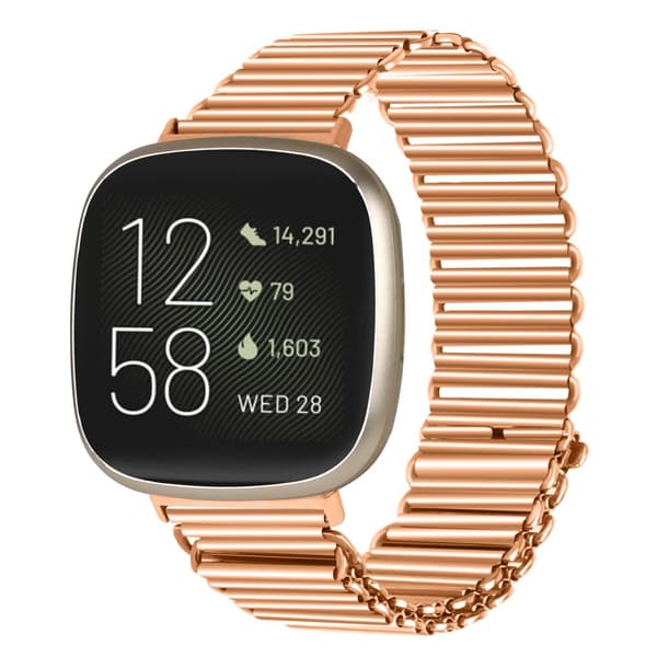 INF Kellon ranneke ruostumatonta terästä RuusukultaFitbit Versa 3 / Versa 4 / Sense 2