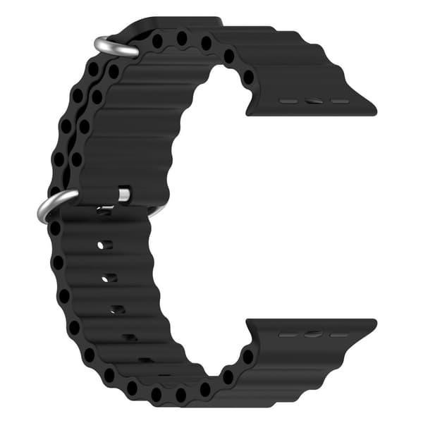 Apple Watch kompatibelt Wave Armband Silikon SVART 38/40/41mm