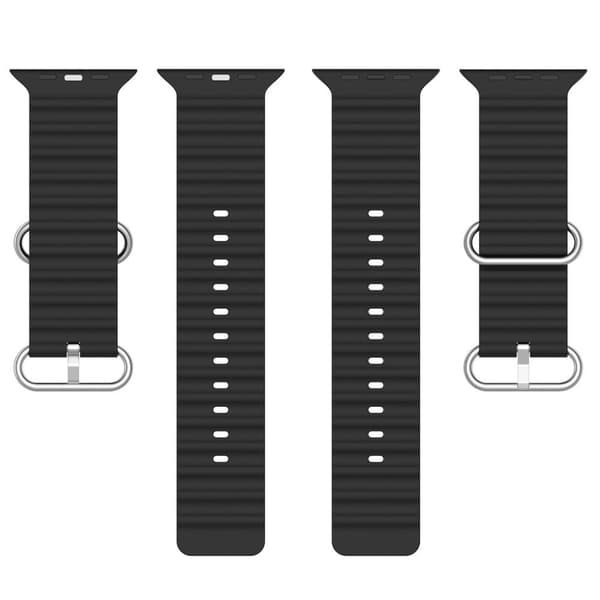 Apple Watch kompatibelt Wave Armband Silikon SVART 38/40/41mm