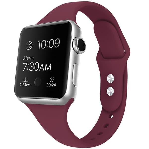 Apple Watch kompatibelt Smalt Armband Silikon VINRÖD 42/44/45mm Vin, röd S