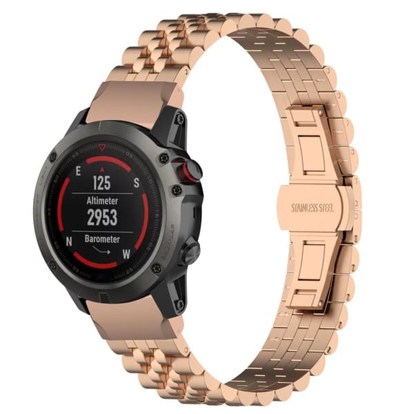 Klokkebånd i rustfritt stål   Garmin Fenix 6X GPS/6X Pro/6X Sapphire GPS/5X Sapphire/5X GPS/5X Plus/3/3 HR/3 Sapphire/D2 Bravo/Quaitx 3/Tactix Bravo/D