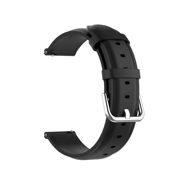 INF Urrem i ægte læder Samsung Galaxy Watch 5/5 Pro/4/4 Classic/3 41 mm, Huawei Watch GT3 42 mm/GT2 42 mm, Huami Amazfit GTR 4 Mini/3/2 Mini, Garmin F Sort
