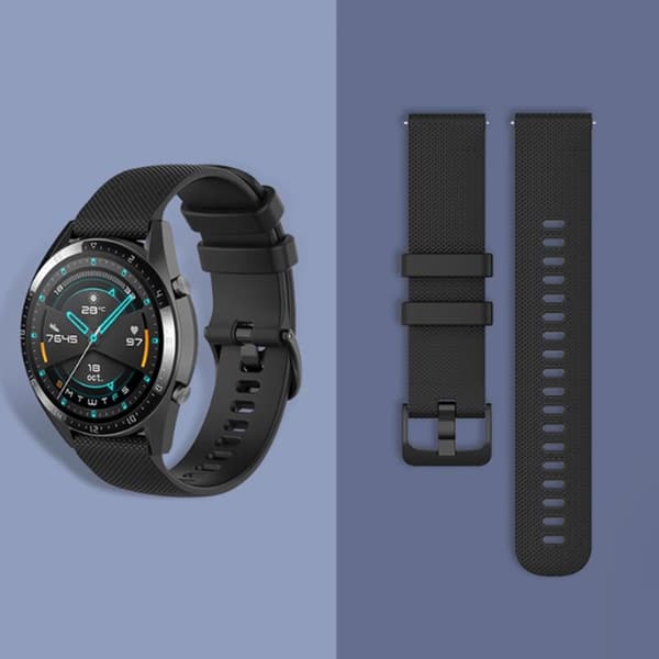 INF Klokkereim silikon SortHonor Watch GS 3i/GS3/GS Pro/Magic Watch 2 46 mm/Magic Watch 1st Gen/Watch Dream, Huawei Watch GT3 SE/Watch Buds/GT Runner/