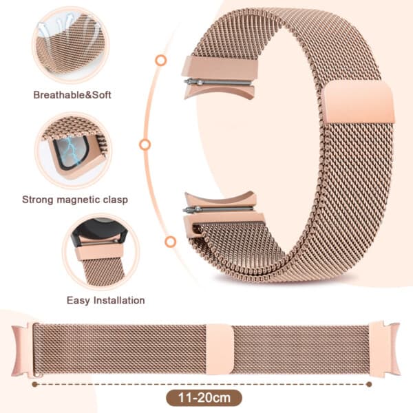 Galaxy Watch 4/5 metallarmbånd 20mm Milanese Mesh Rosé Gold