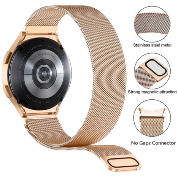 Galaxy Watch 4/5 metallarmbånd 20mm Milanese Mesh Rosé Gold