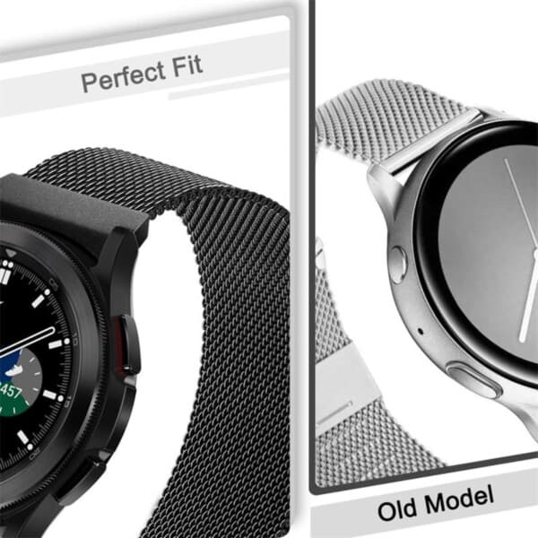 Galaxy Watch 4/5 metallirannekoru 20 mm Milanolainen mesh hopea