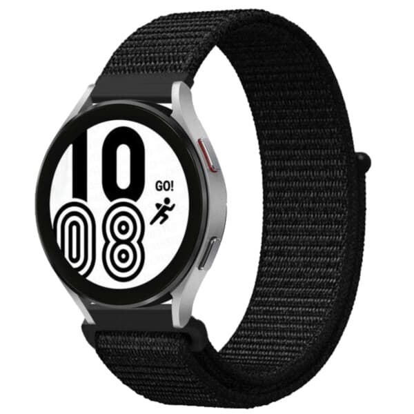 Galaxy Watch 4/5 Armbånd 20mm Nylon Velcro Sort sand