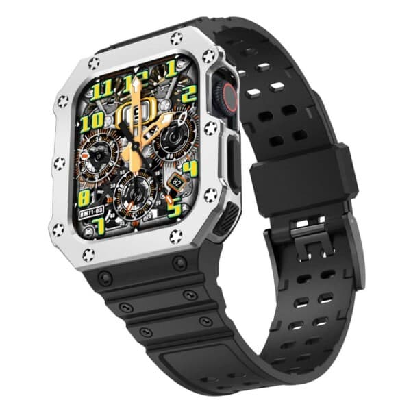 Apple Watch Silikonin rannekoru puskurin Skal 42/44/45 Musta hopea