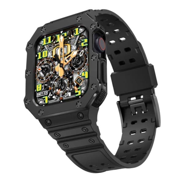 Apple Watch Silikone -rannekoru puskurin kuorella 42/44/45 musta