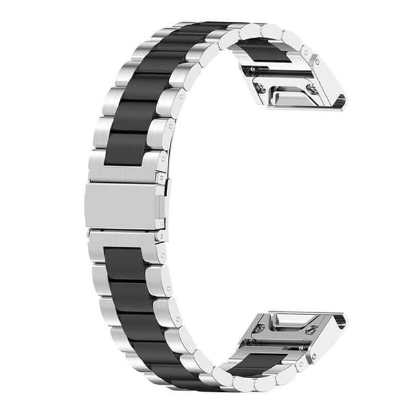 Rustfritt stål armbånd Garmin MARQ Adventurer - Sølv/svart