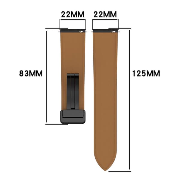 Vikbart klockband i äkta läder Armbandsrem 22 mm