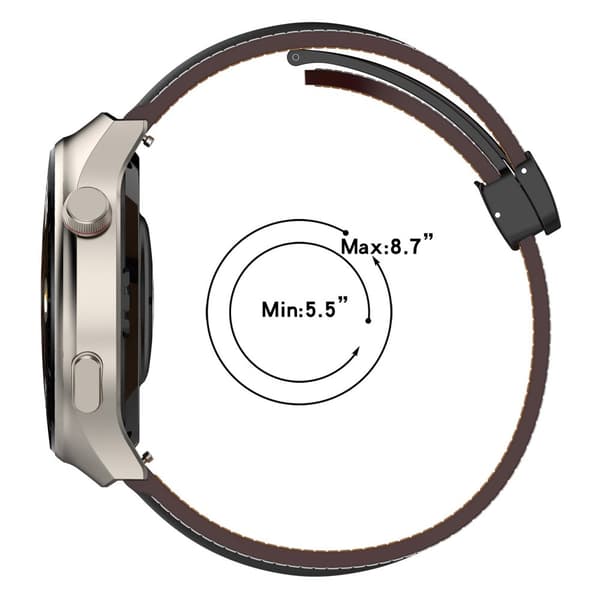 Vikbart klockband i äkta läder Armbandsrem 22 mm