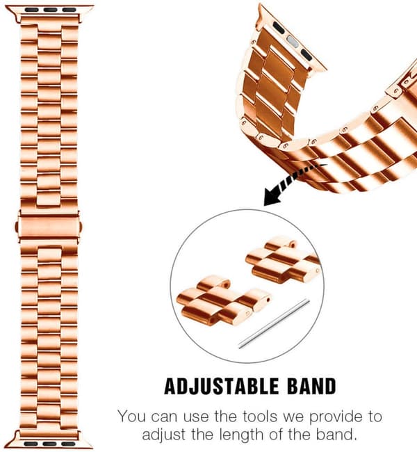 Armband i rostfritt stål för Apple Watch (Series 7 / 8) 41mm, (SE / Series 4 / 5 / 6) 40mm och (Series 1 / 2 / 3) 38mm - Ersättningsarmband som passar