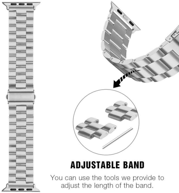 Armband i rostfritt stål för Apple Watch (Series 7 / 8) 41mm, (SE / Series 4 / 5 / 6) 40mm och (Series 1 / 2 / 3) 38mm - Ersättningsarmband som passar