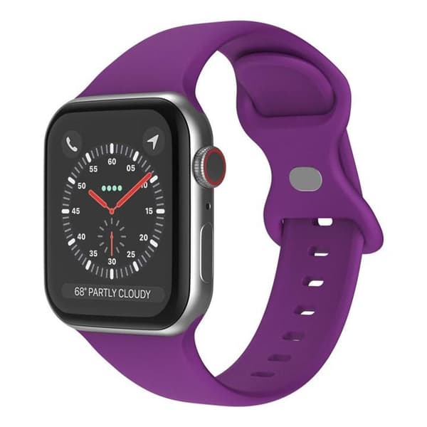 Apple Watch kompatibelt Armband Silikon MÖRK LILA 42/44/45/49 mm Mörklila L