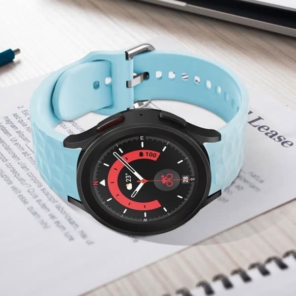 Ljusblå diamantstrukturerad silikonrem för Samsung Galaxy Watch 5/5 Pro / 4 - AVIZAR - Hållås