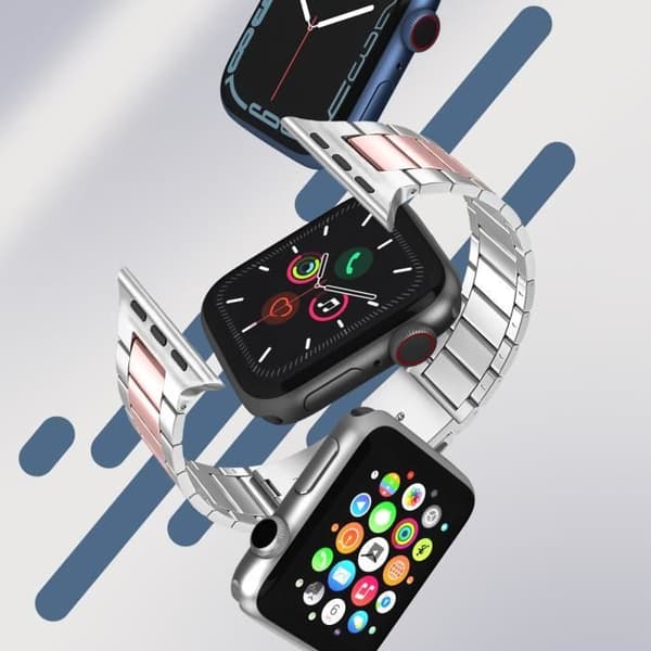 Armband för Apple Watch 41mm / 40mm / 38 mm Länkar Stål Silver / Rosa