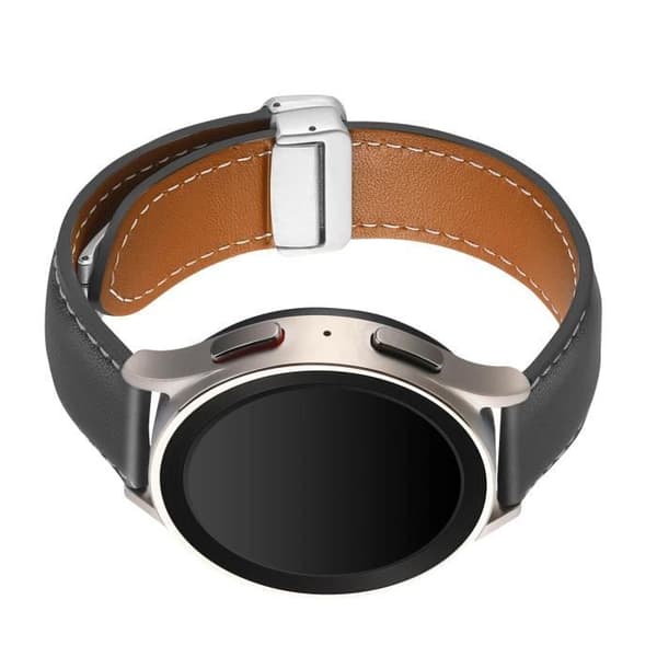 Armband för Galaxy Watch 5 / 5 Pro / 4 i läder med svart magnetisk spänne