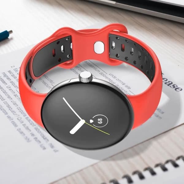 Armband för Google Pixel Watch - AVIZAR - Mjuk tvåfärgad silikon - Röd - Vuxen - Blandad