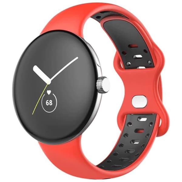 Armband för Google Pixel Watch - AVIZAR - Mjuk tvåfärgad silikon - Röd - Vuxen - Blandad