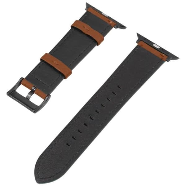 Armband för Apple Watch - AVIZAR - Litchi Grained Effect Läder - Brun - Justerbar och bekväm