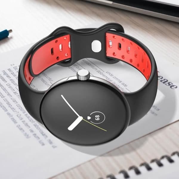 Rem för Google Pixel Watch Two-Tone Soft Silikon Svart / Röd