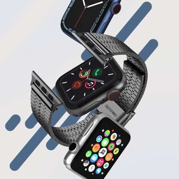 Armband för Apple Watch 41mm / 40mm / 38 mm Links Square Steel Svart
