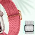 Miniatyrbild 3 av 4: Rem till Apple Watch - AVIZAR - Andningsbar flätad nylon - Rosa