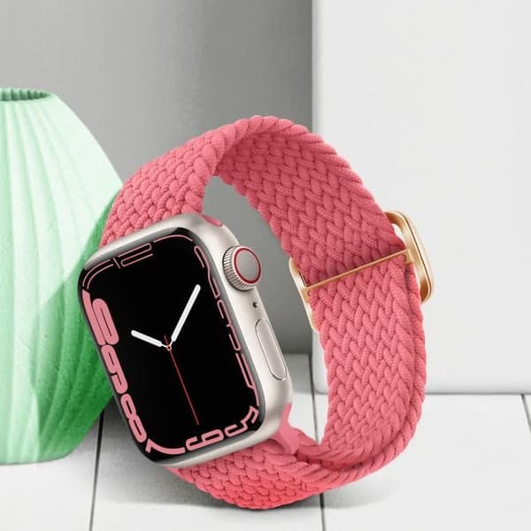 Rem till Apple Watch - AVIZAR - Andningsbar flätad nylon - Rosa