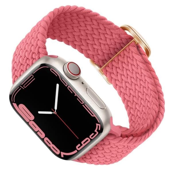 Rem till Apple Watch - AVIZAR - Andningsbar flätad nylon - Rosa