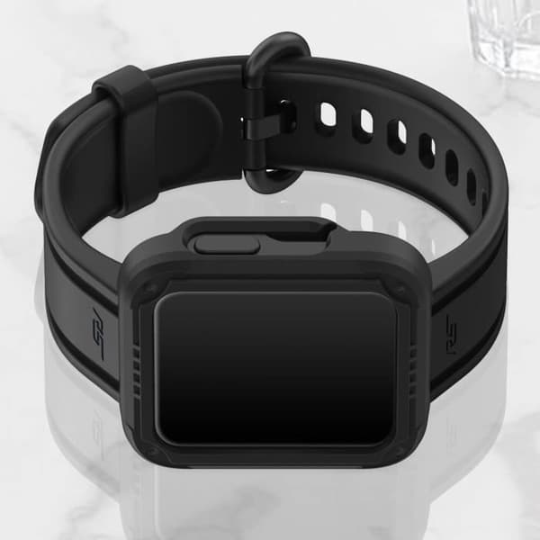 AVIZAR armband för Xiaomi Redmi Watch 2 Lite i svart silikon med upphöjda kanter och justerbar rem