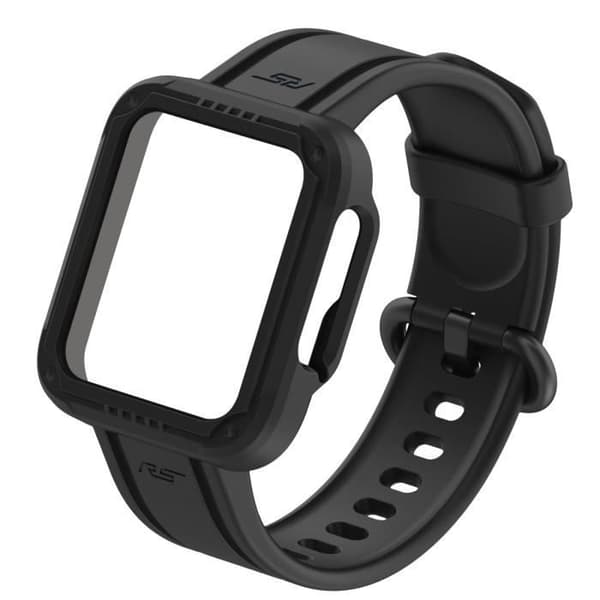 AVIZAR armband för Xiaomi Redmi Watch 2 Lite i svart silikon med upphöjda kanter och justerbar rem