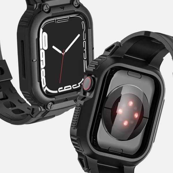 Rem för Apple Watch 41 mm / 40 mm / 38 mm silikon med stötsäkert fodral Svart