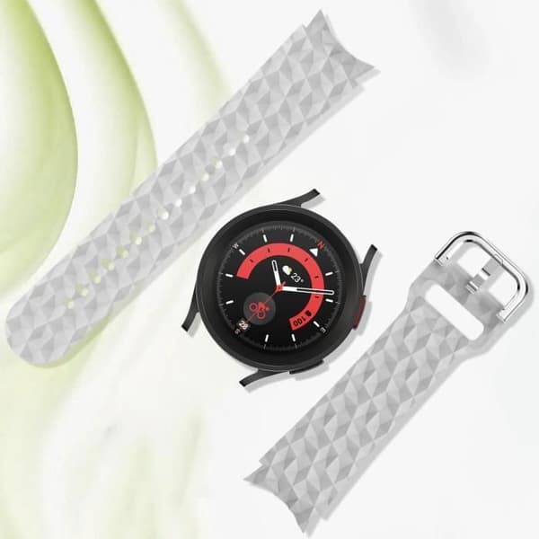 AVIZAR-rem för Samsung Galaxy Watch 5/5 Pro / 4 i grå diamantstrukturerad silikon med hållås