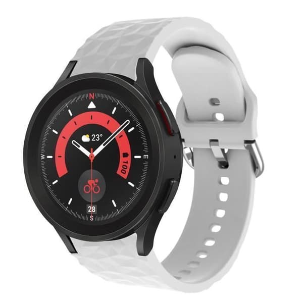 AVIZAR-rem för Samsung Galaxy Watch 5/5 Pro / 4 i grå diamantstrukturerad silikon med hållås