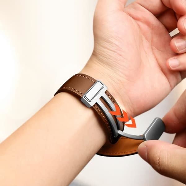 Armband - AVIZAR - Galaxy Watch 5/5 Pro/4 - Läder - Magnetisk Spänne brun
