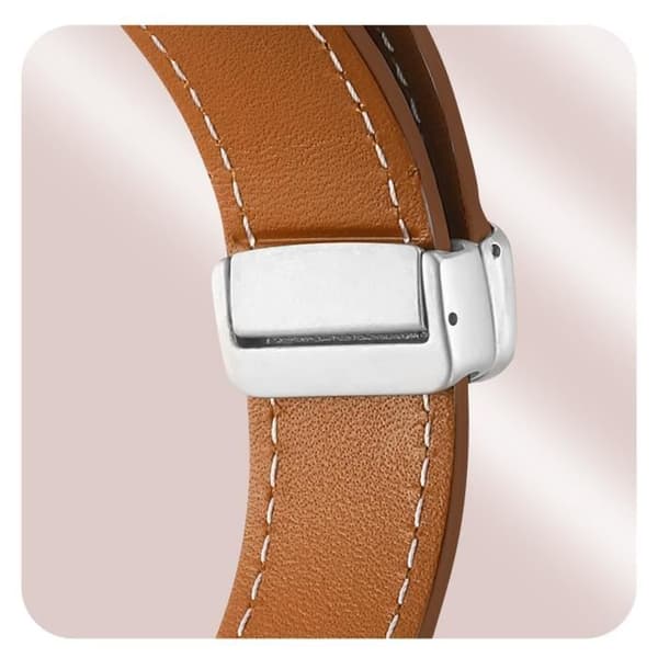 Armband - AVIZAR - Galaxy Watch 5/5 Pro/4 - Läder - Magnetisk Spänne brun