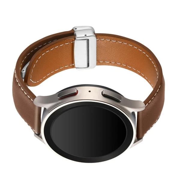 Armband - AVIZAR - Galaxy Watch 5/5 Pro/4 - Läder - Magnetisk Spänne brun