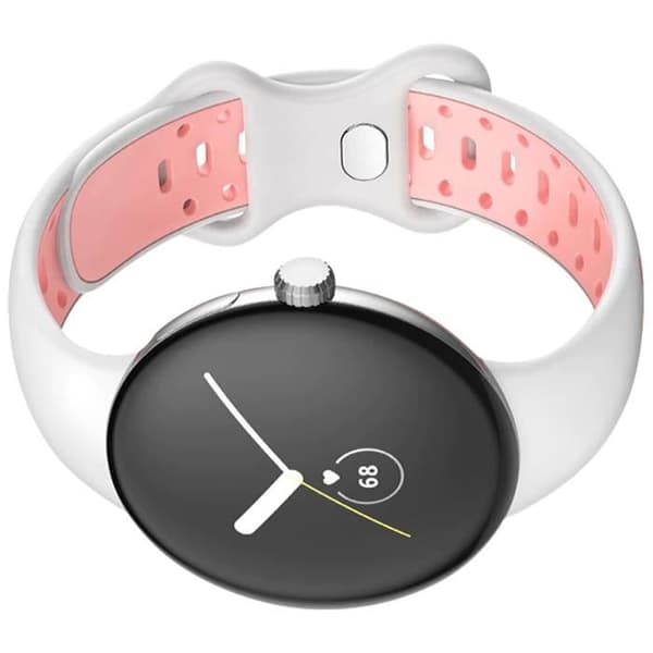 Armband för Google Pixel Watch AVIZAR - Mjuk tvåfärgad silikon vit/rosa - spänne