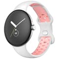 Miniatyrbild 1 av 4: Armband för Google Pixel Watch AVIZAR - Mjuk tvåfärgad silikon vit/rosa - spänne