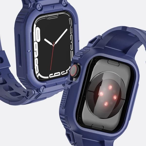 Rem för Apple Watch - AVIZAR - Silikon med blått stötsäkert fodral - 41mm/40mm/38mm