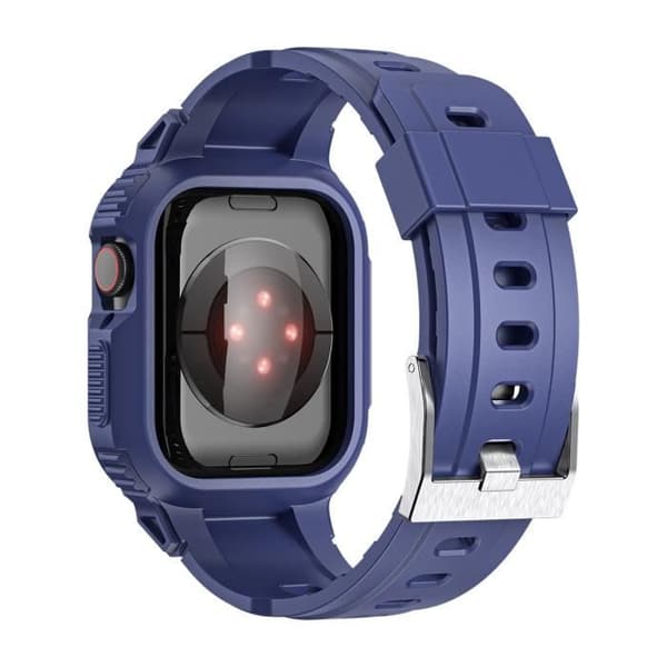 Rem för Apple Watch - AVIZAR - Silikon med blått stötsäkert fodral - 41mm/40mm/38mm