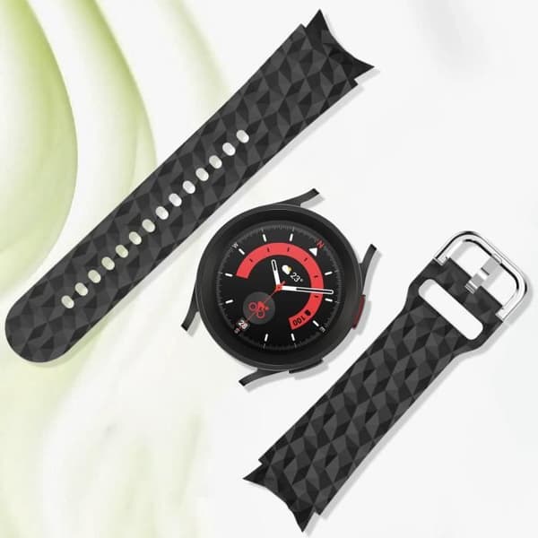 Armband för Galaxy Watch 5 / 5 Pro / 4 Silicone Textured Diamond Black